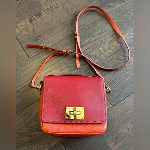 Miu Miu Madras red/burgundy leather turnlock crossbody flap bag